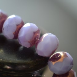 Rondelles lilas cuivré 8x6mm X10 Perles verre tchèque opalescent