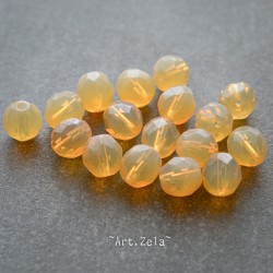 Perles facettes miel 8mm X10 Perles verre tchèque opalescent