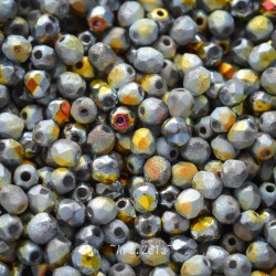 Facettes gris vitrail 4mm X40 Perles verre tchèque texturé