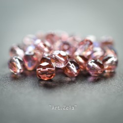 Perles facettes rose pêche irisé 6mm X20 Perles verre tchèque AB