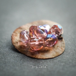 Perles facettes rose pêche irisé 6mm X20 Perles verre tchèque AB