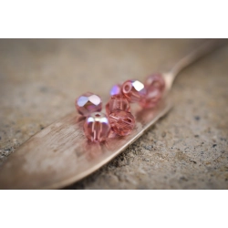 Perles facettes rose pêche irisé 6mm X20 Perles verre tchèque AB