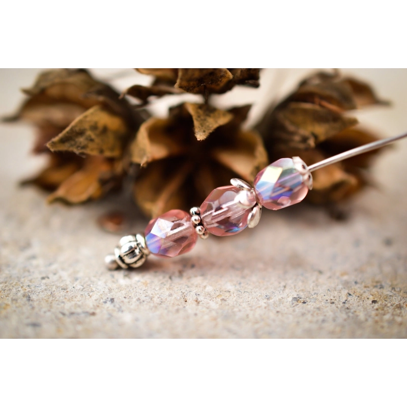 Perles facettes rose pêche irisé 6mm X20 Perles verre tchèque AB