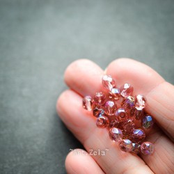 Perles facettes rose pêche irisé 6mm X20 Perles verre tchèque AB