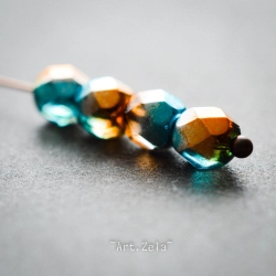 Facettes bleu cuivre 6mm X20 Perles verre tchèque brillant
