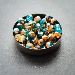 Facettes bleu cuivre 6mm X20 Perles verre tchèque brillant