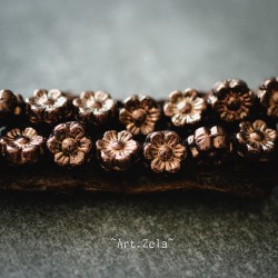 Perles hawaïennes chocolat cuivré 6mm X25 Perles verre tchèque métallisé