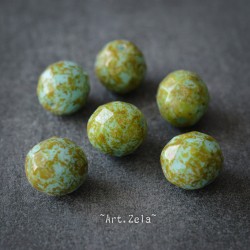 Facettes turquoise Picasso 10mm X4 Perles verre tchèque premium