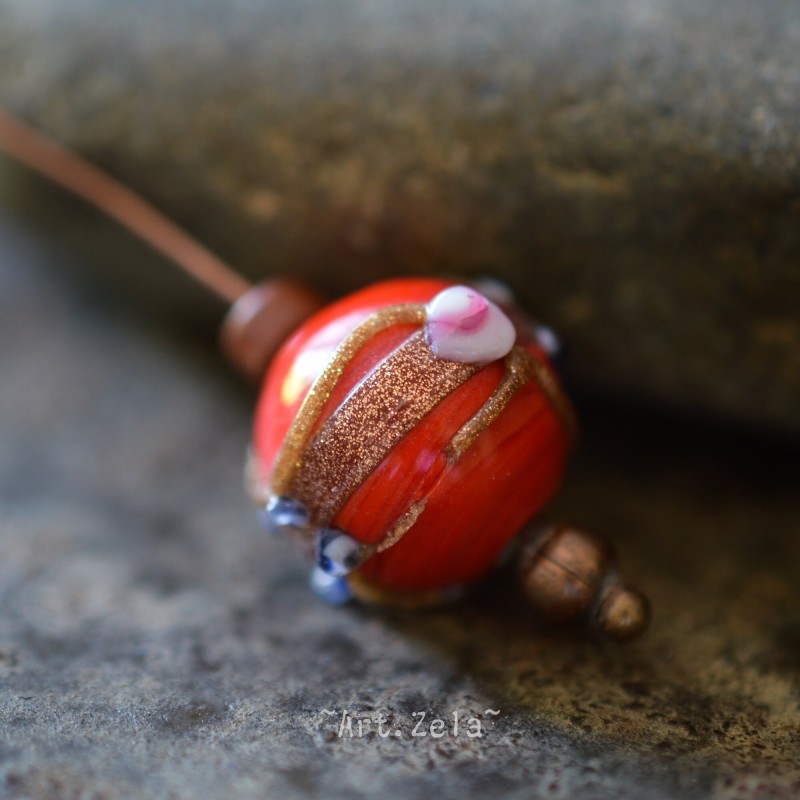 Perles verre rouge tomate 10~12mm X6 Perles artisanales rustiques