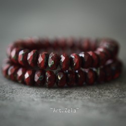 Rondelles rouge rubis 5mm X30 Perles verre tchèque premium Picasso