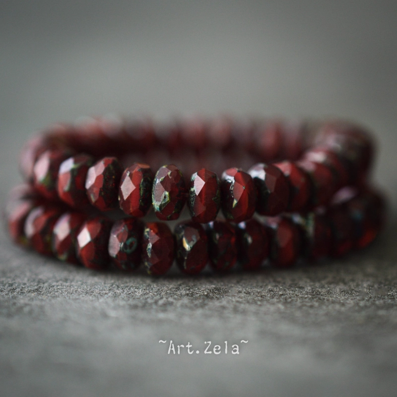 Rondelles rouge rubis 5mm X30 Perles verre tchèque premium Picasso