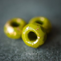 Rondelles vert chartreuse doré 8mm X10 Perles verre tchèque facetté