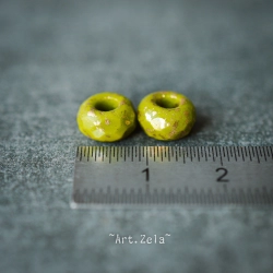 Rondelles vert chartreuse doré 8mm X10 Perles verre tchèque facetté