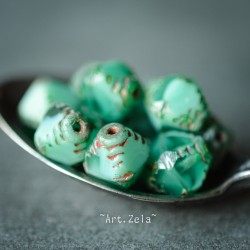 Bicônes turquoise opalescent Picasso 10mm X10 Perles verre tchèque