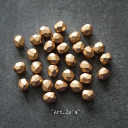 Facettes doré aztèque 4mm X50 Perles verre tchèque mat