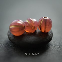 Melons rose bronze 6mm X15 Perles verre tchèque premium opalescent