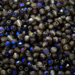 Facettes azur bronze X50 Perles verre tchèque texturé