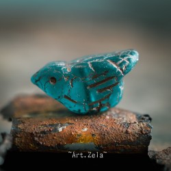 Oiseau bleu sarcelle 22mm X1 Perles verre tchèque