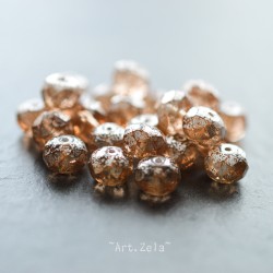 Rondelles pêche ambrée effet mercure 8x6mm X8 Perles verre tchèque premium