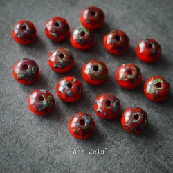 Rondelles rouge Picasso 7x5mm X20 Perles de verre tchèque opaque