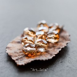 Perles ambre clair irisé 8mm X10 Perles verre tchèque facetté