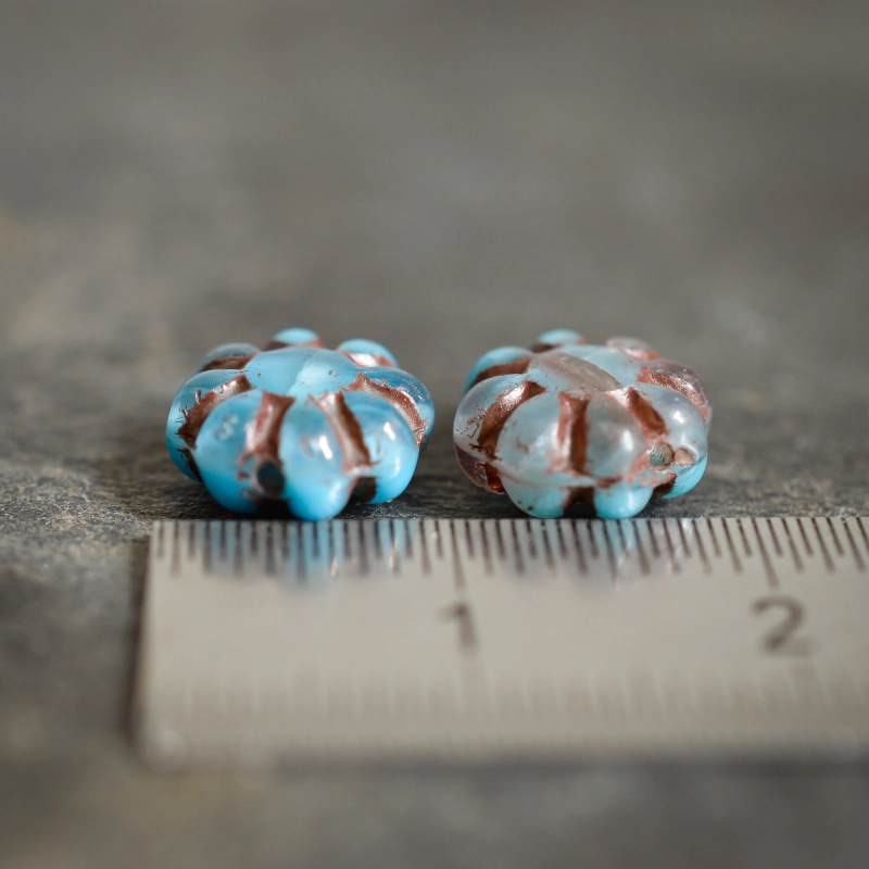 Fleurs de cactus bleu parme 9mm X10 Perles verre tchèque