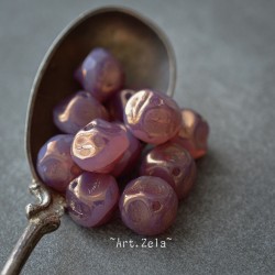 Perles baroques bois de rose bronze 9mm X4 Perles verre tchèque