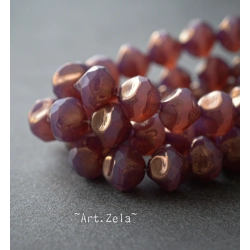 Perles baroques bois de rose bronze 9mm X4 Perles verre tchèque