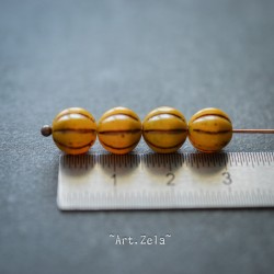 Melons caramel cuivre brun 8mm X10 Perles verre tchèque