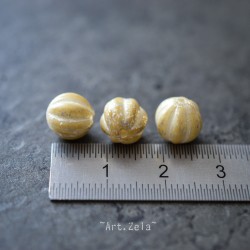 Melons ivoire argenté 8mm X10 Perles verre tchèque premium