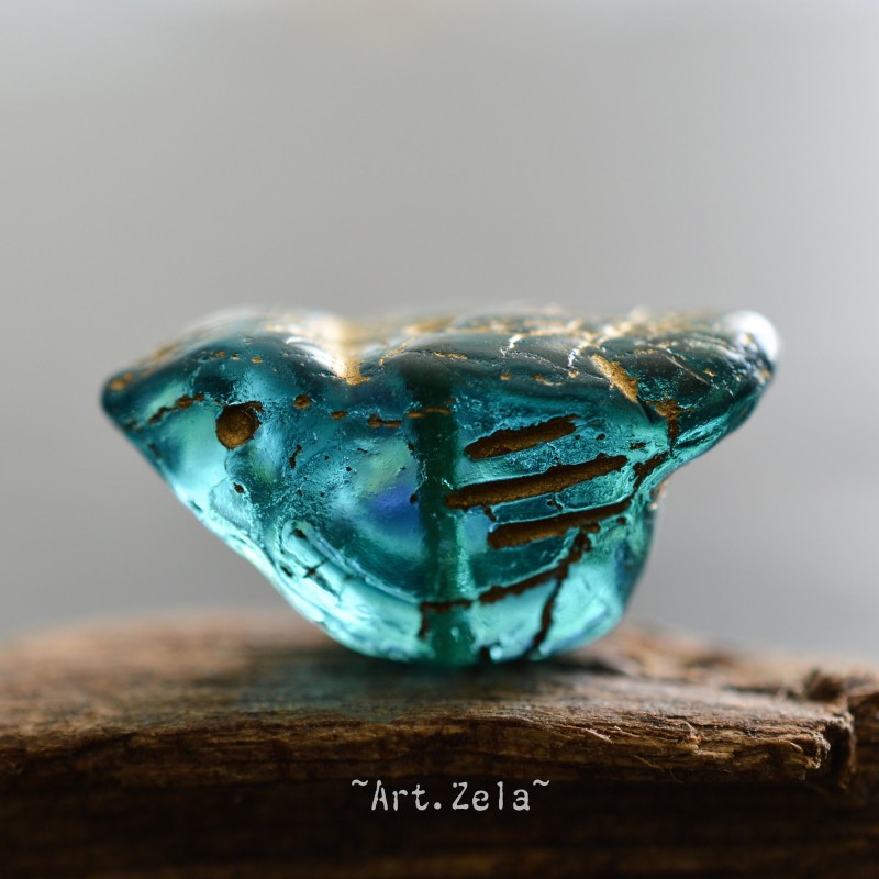 Oiseau bleu sarcelle AB 22mm X1 Perle verre tchèque