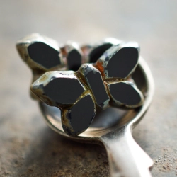 Papillon noir Picasso 20mm X2 Perles verre tchèque opaque