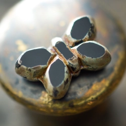 Papillon noir Picasso 20mm X2 Perles verre tchèque opaque