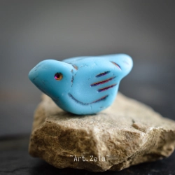 Oiseau bleu ciel 22mm X1 Perle Tchèque Verre Mat Opaque