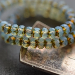 Rondelles bleu mat 5x3mm X30 Perles verre tchèque facetté