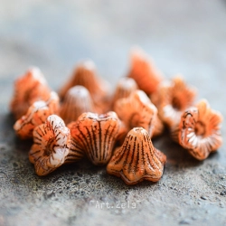 Clochettes orangé bronze 13mm X4 Perles verre tchèque