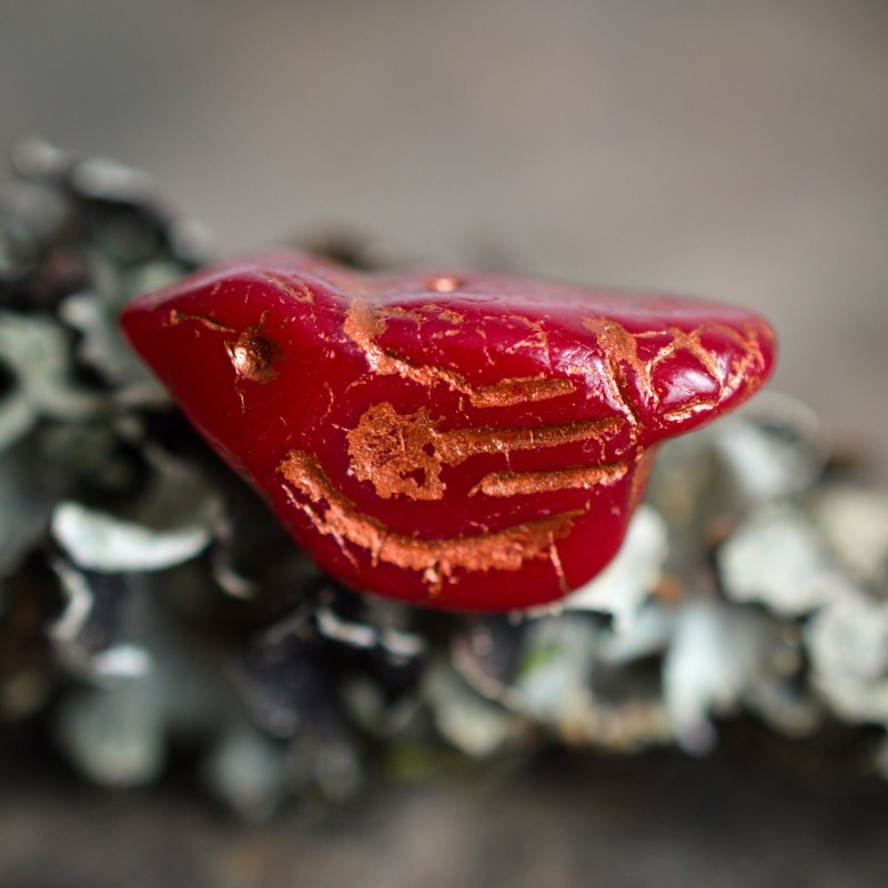 Oiseau rouge cardinal 22mm X1 Perle verre tchèque opaque