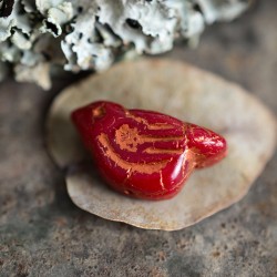 Oiseau rouge cardinal 22mm X1 Perle verre tchèque opaque