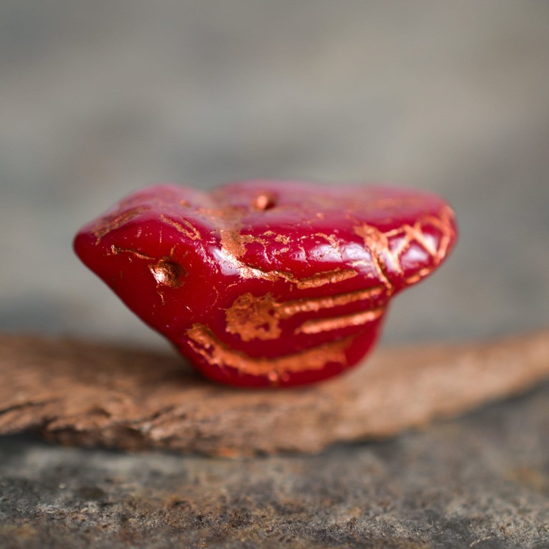 Oiseau rouge cardinal 22mm X1 Perle verre tchèque opaque