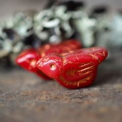 Oiseau rouge cardinal 22mm X1 Perle verre tchèque opaque