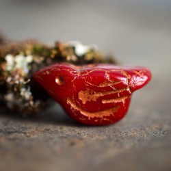 Oiseau rouge cardinal 22mm X1 Perle verre tchèque opaque