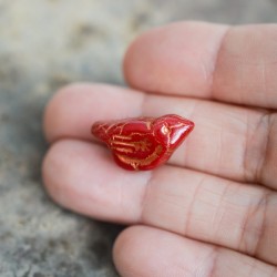 Oiseau rouge cardinal 22mm X1 Perle verre tchèque opaque