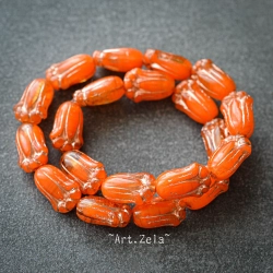 Tulipes mandarine acidulé 12mm X10 Perles verre tchèque