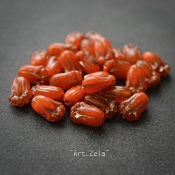 Tulipes mandarine acidulé 12mm X10 Perles verre tchèque