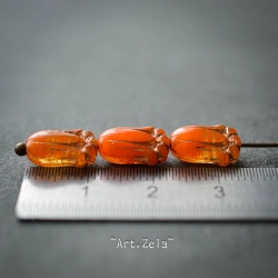 Tulipes mandarine acidulé 12mm X10 Perles verre tchèque