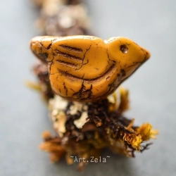 Oiseau caramel bronze 22mm X1 Perle verre tchèque opaque