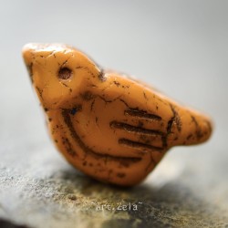 Oiseau caramel bronze 22mm X1 Perle verre tchèque opaque