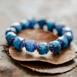 Cathédrales bleu gris 8mm X10 Perles verre tchèque