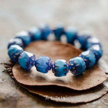 Cathédrales bleu gris 8mm X10 Perles verre tchèque