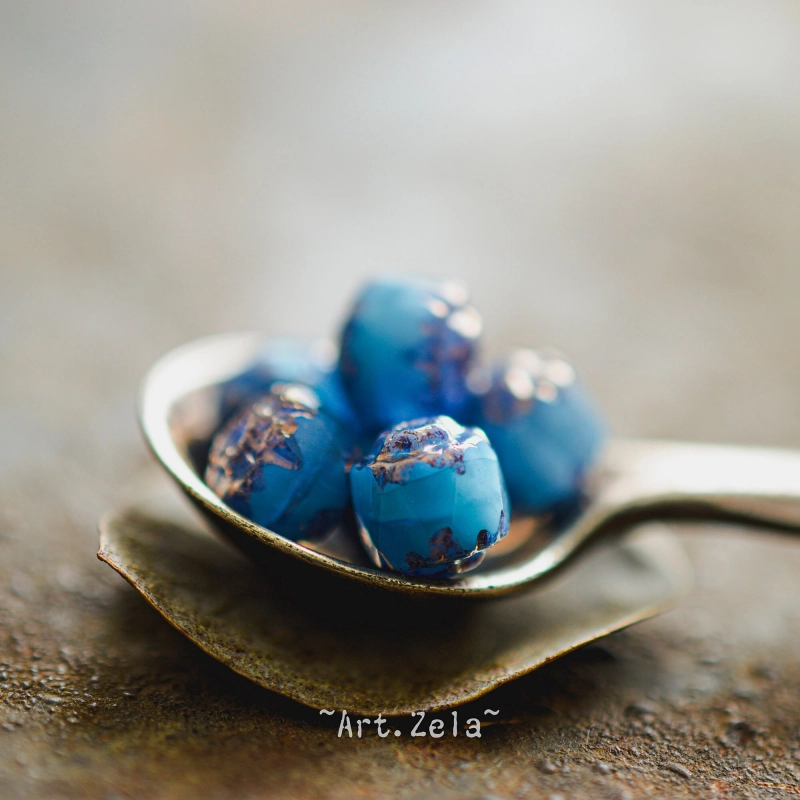 Cathédrales bleu gris 8mm X10 Perles verre tchèque
